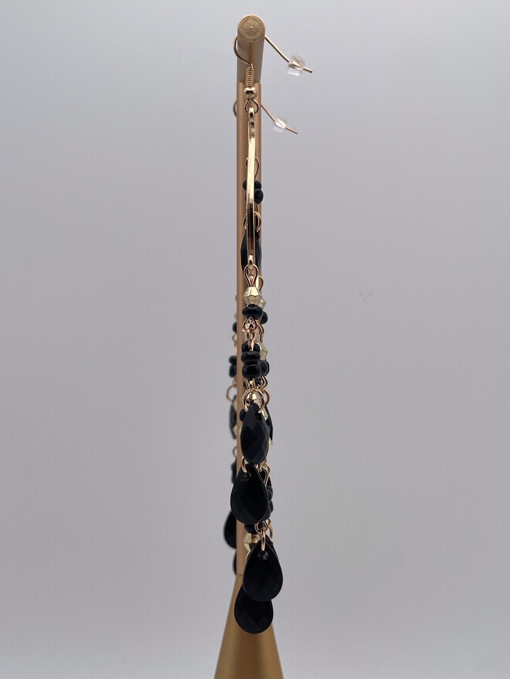 Gold and Black Teardrop Chandelier Earrings - Picture 8 of 12